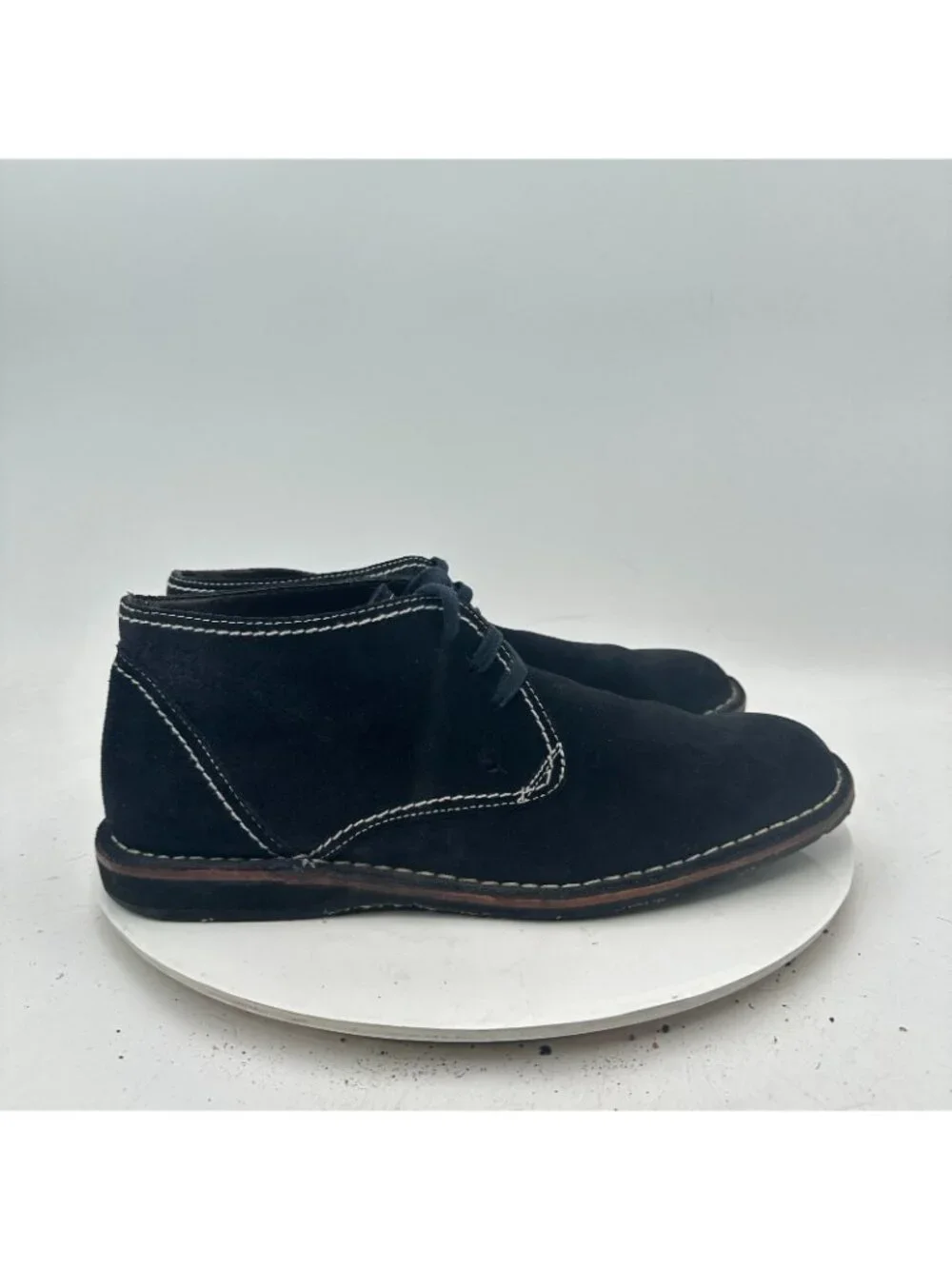 John Varvatos Hipster Men Size 9.5 M Black Suede White Stitch Ankle Chukka Boot